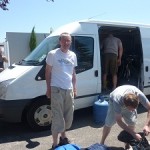 Unloading the van at Avignon