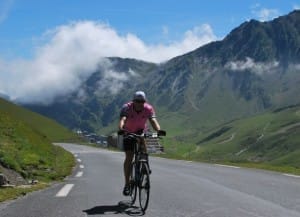 Coxy approaches the summit of the Tourmalet