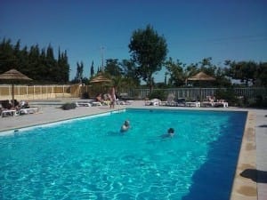 Coxy and Ade in the pool