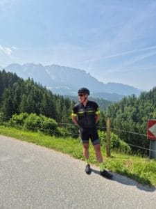 A spectacular backdrop for Gibbo en route to Zell am See