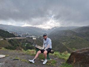 Ade takes a breather on the Veleta