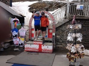 Blue and Colmer at the summit Stelvio Pass