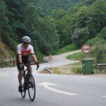 Coxy leads the riders on the climb out of Penacova