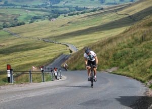 Coxy reaches the summit of Fleet Moss