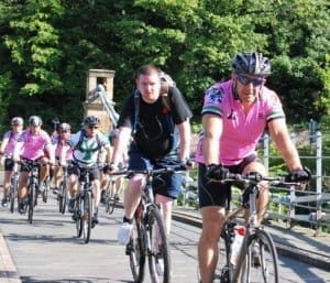 Crossing the rickety bridge at Whorlton