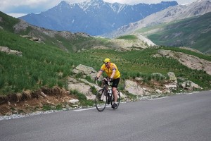John on his way to victory on the Col de la Bonette