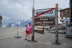 Johnny G at the top of the Stelvio Pass