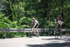 Marty and Gibbo climb up to Sant Hiliari