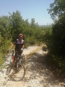 Marty on the dirt track to Dubrovnik