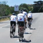 Peloton rear view en route to Cala Gonone