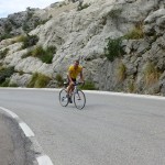 Spenna leads the way out of Sa Colobra