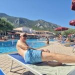 Spenna relaxes by the pool Cala Gonone