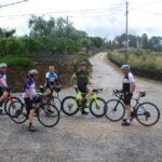 The lads regoup after the dog attacks en route to Serta